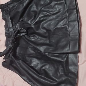 Black leather shorts